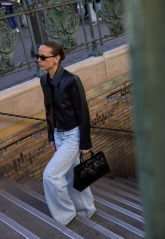 Crop Leather Effect Blazer