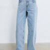 Low-Waist Wide-Leg Jeans with Rhinestones