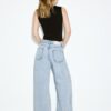 Low-Waist Wide-Leg Jeans with Rhinestones