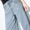 Low-Waist Wide-Leg Jeans with Rhinestones