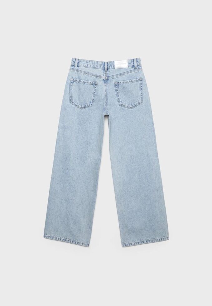 Low-Waist Wide-Leg Jeans with Rhinestones