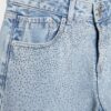 Low-Waist Wide-Leg Jeans with Rhinestones