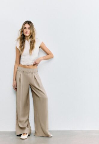 Lyocell Darted Trousers with Chain