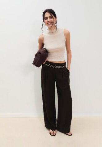 Lyocell Darted Trousers with Chain