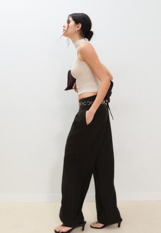 Lyocell Darted Trousers with Chain