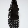 Mesh Ballerina Flats with Studs