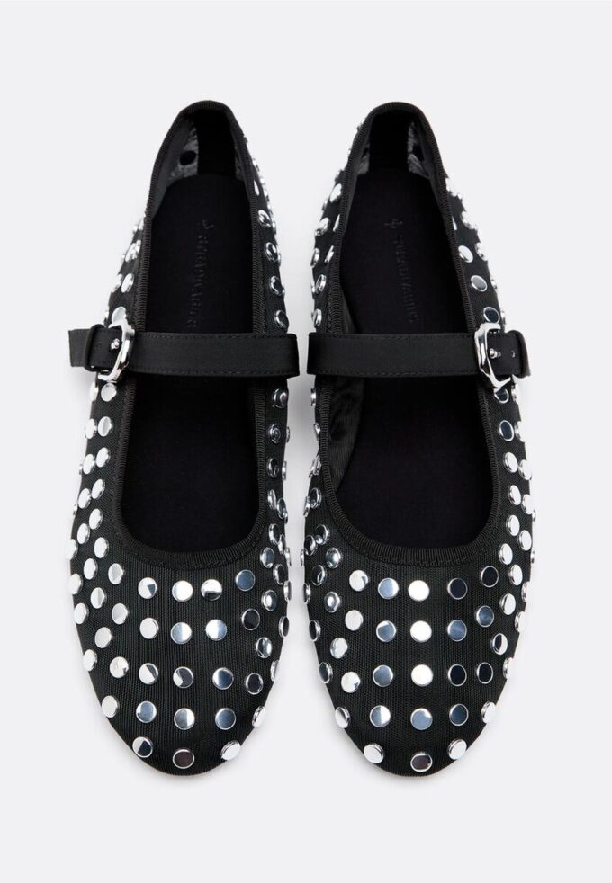 Mesh Ballerina Flats with Studs