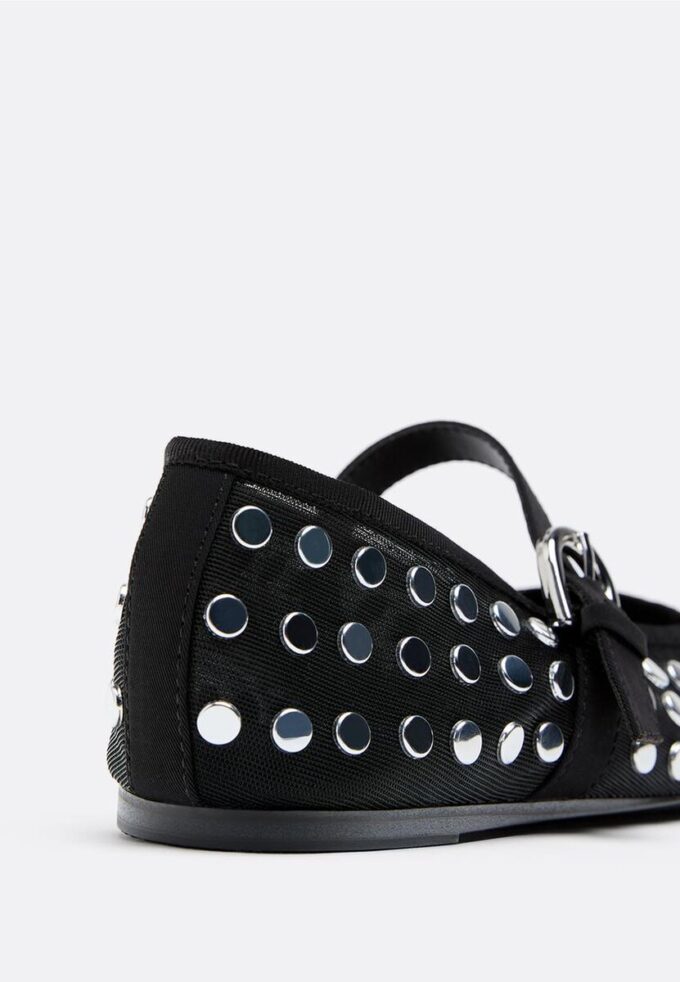 Mesh Ballerina Flats with Studs