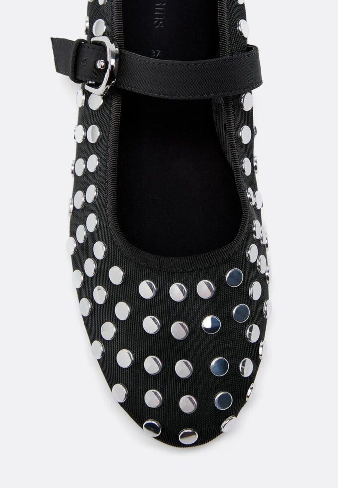 Mesh Ballerina Flats with Studs