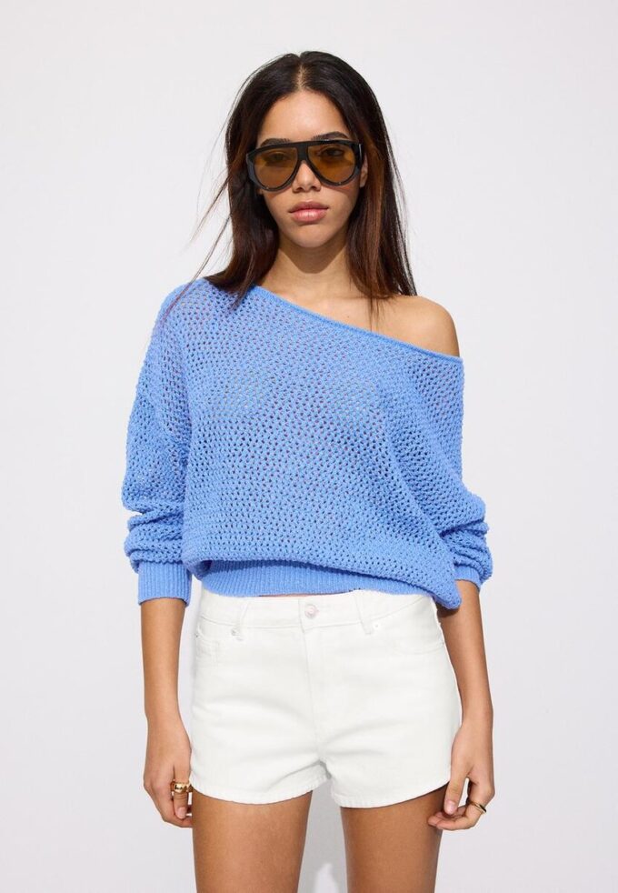Mesh Knit Boat Neck Jumper Mesh Knit Boat Neck Jumper