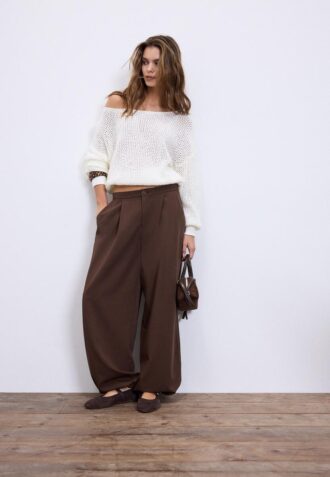 Mesh Knit Boat Neck Jumper