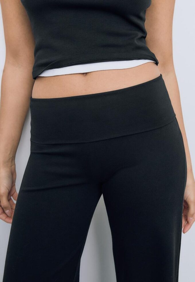 Mesh Trousers with Fold-Over Waist Mesh Trousers with Fold-Over Waist