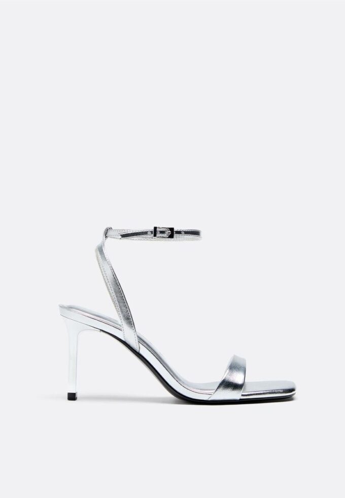 Metallic Effect Heeled Sandals