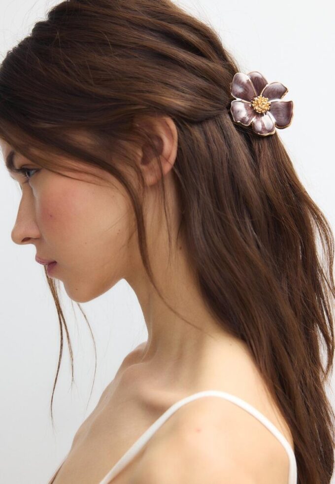 Metallic Flower Hair Clip