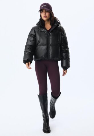 Metallic Hooded Puffer Jacket