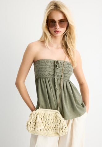 Metallic Thread Crochet Bucket Bag