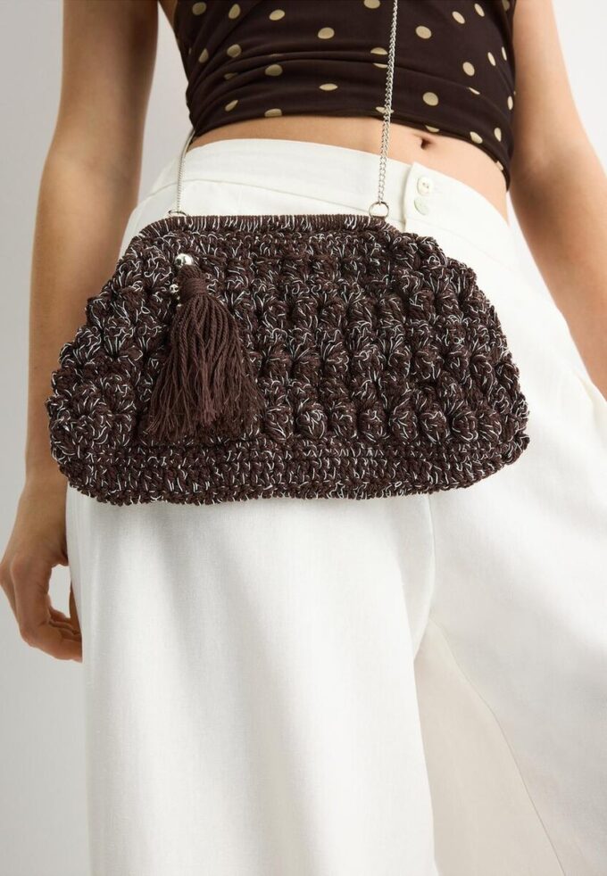 Metallic Thread Crochet Bucket Bag Metallic Thread Crochet Bucket Bag