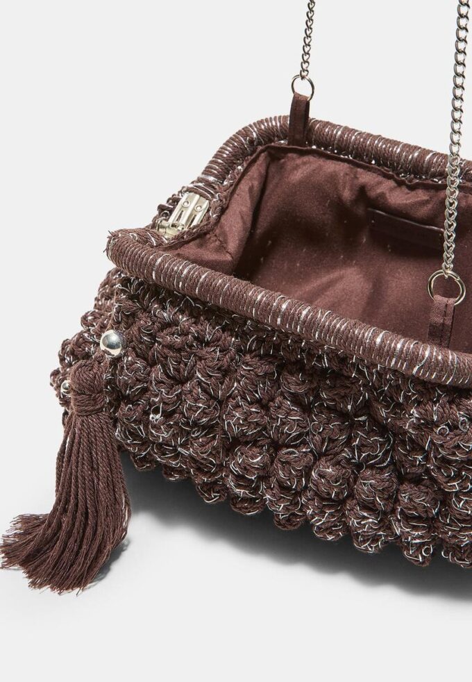 Metallic Thread Crochet Bucket Bag Metallic Thread Crochet Bucket Bag