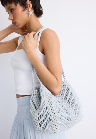 Metallic Thread Crochet Shopper Bag