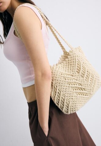 Metallic Thread Crochet Shopper Bag