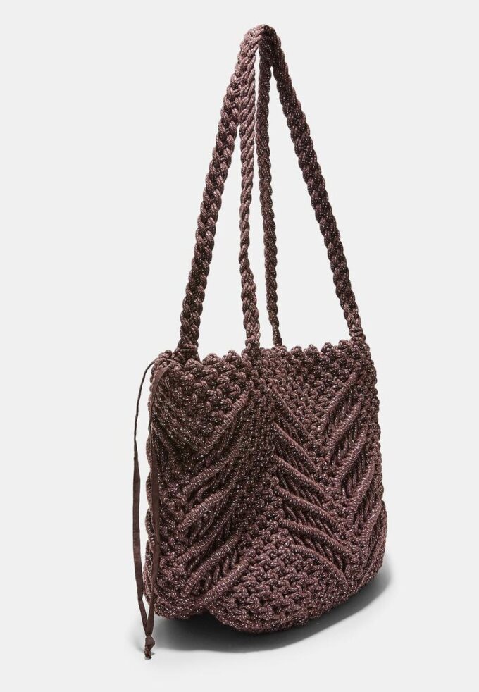 Metallic Thread Crochet Shopper Bag Metallic Thread Crochet Shopper Bag