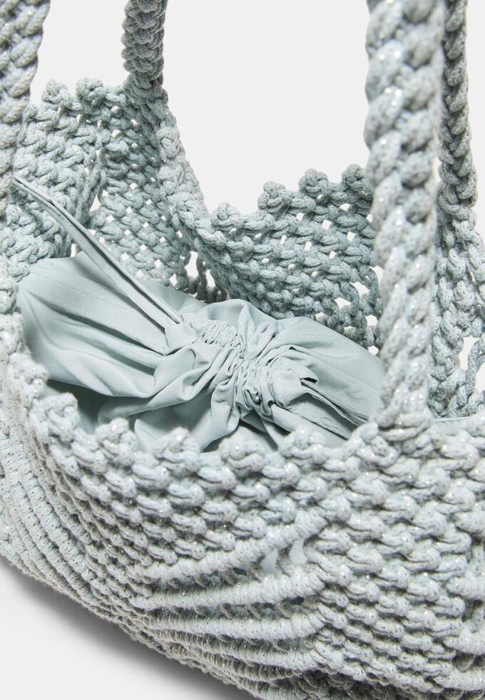 Metallic Thread Crochet Shopper Bag Metallic Thread Crochet Shopper Bag