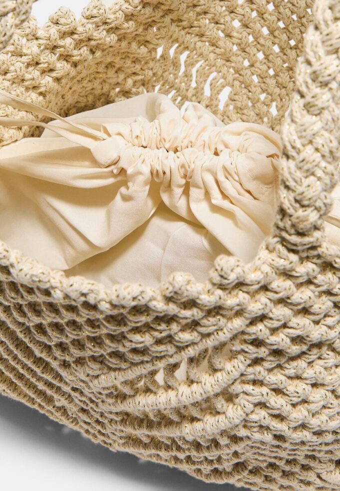 Metallic Thread Crochet Shopper Bag Metallic Thread Crochet Shopper Bag
