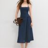 Midi Halter Dress with Bead Detail