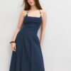 Midi Halter Dress with Bead Detail