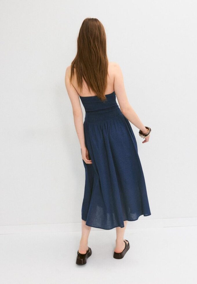 Midi Halter Dress with Bead Detail
