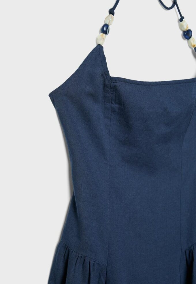Midi Halter Dress with Bead Detail