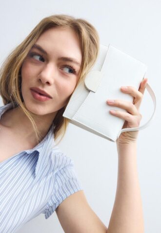 Mini Rigid Crossbody Bag with Coconut Effect