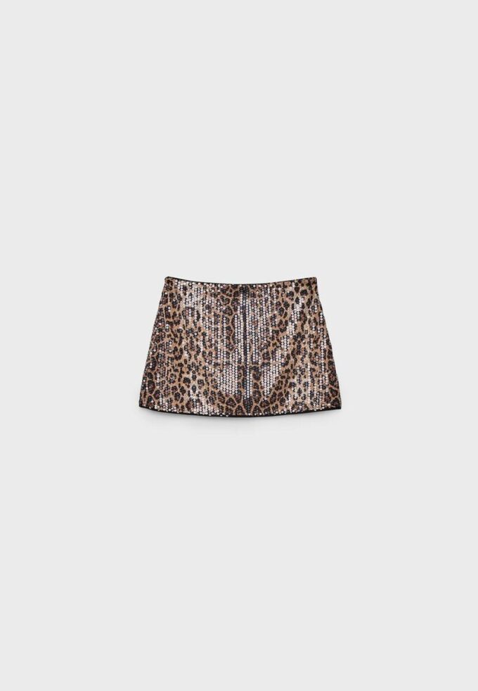 Mini Skort with Animal Print Sequin Mini Skort with Animal Print Sequin