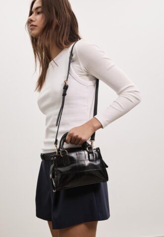 Mini Tote Crossbody Bag with Coconut Effect