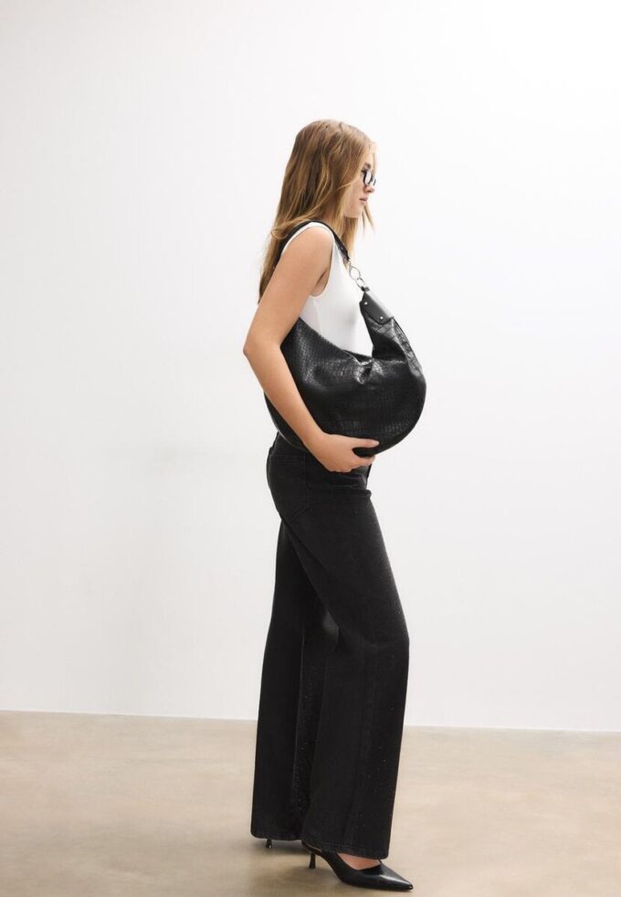 Mock Croc Hobo Shoulder Bag