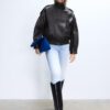 Oversize 100% Leather Flap Jacket