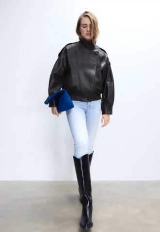 Oversize 100% Leather Flap Jacket