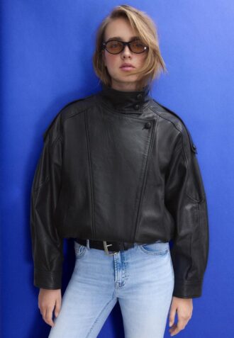 Oversize 100% Leather Flap Jacket