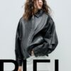 Oversize 100% Leather Flap Jacket