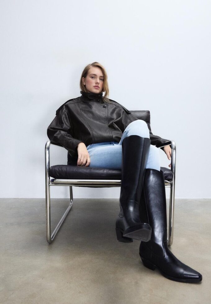 Oversize 100% Leather Flap Jacket