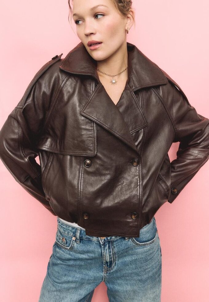 Oversize 100% Leather Trench Coat Oversize 100% Leather Trench Coat