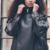 Oversize Faux Leather Lapel Jacket Oversize Faux Leather Lapel Jacket