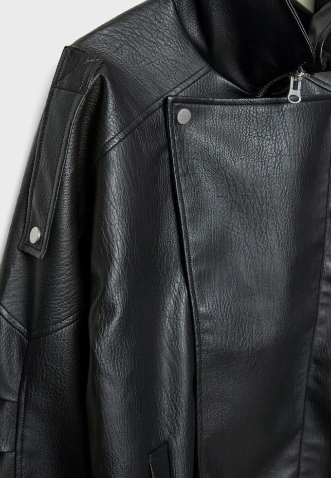 Oversize Faux Leather Lapel Jacket Oversize Faux Leather Lapel Jacket
