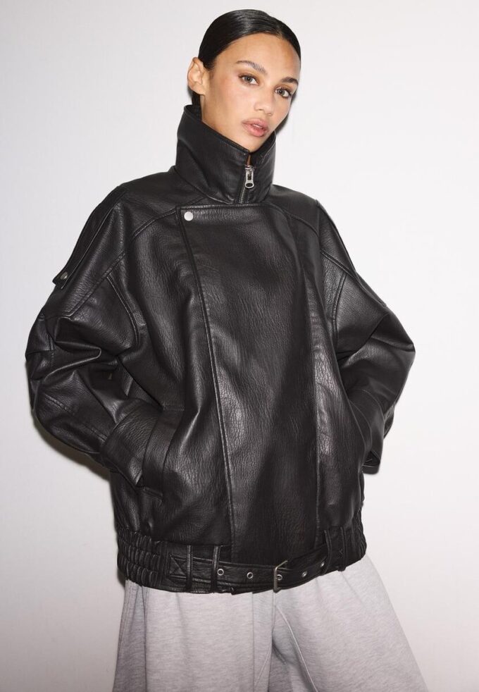 Oversize Faux Leather Lapel Jacket Oversize Faux Leather Lapel Jacket