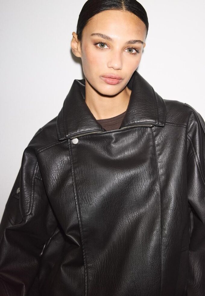 Oversize Faux Leather Lapel Jacket Oversize Faux Leather Lapel Jacket