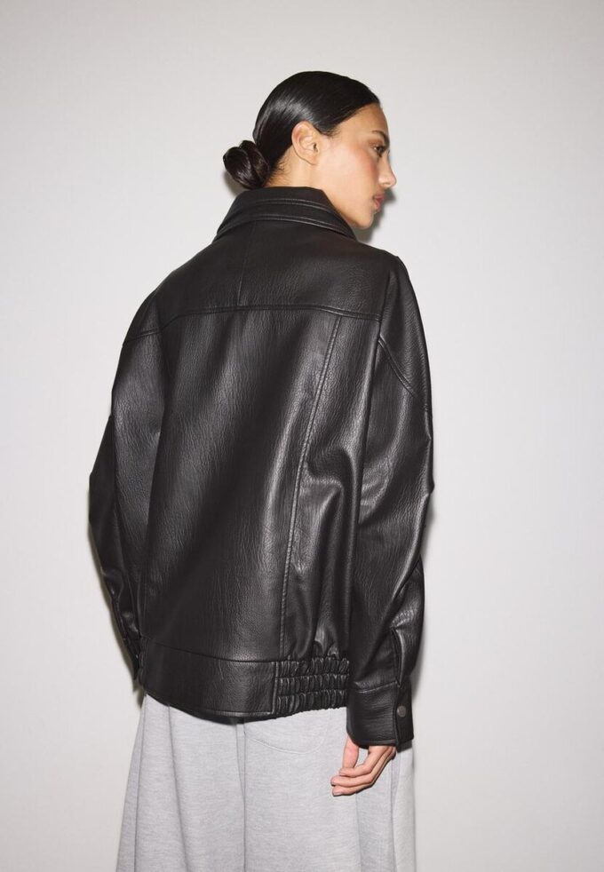 Oversize Faux Leather Lapel Jacket Oversize Faux Leather Lapel Jacket