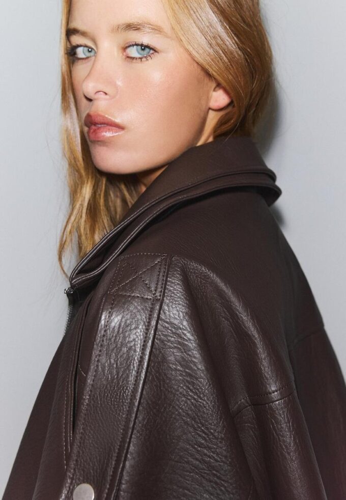 Oversize Faux Leather Lapel Jacket Oversize Faux Leather Lapel Jacket