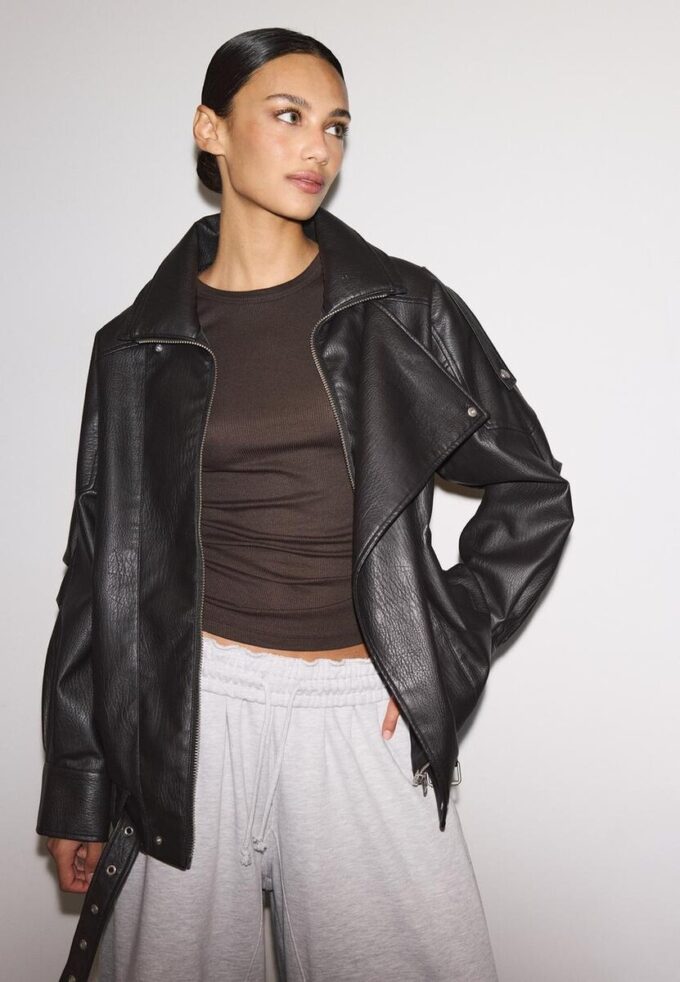 Oversize Faux Leather Lapel Jacket Oversize Faux Leather Lapel Jacket
