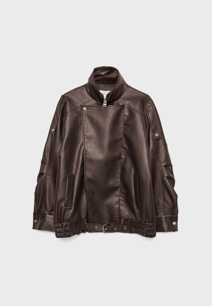 Oversize Faux Leather Lapel Jacket Oversize Faux Leather Lapel Jacket