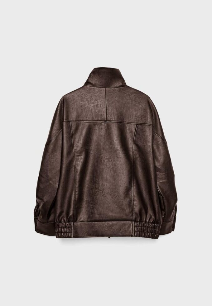 Oversize Faux Leather Lapel Jacket Oversize Faux Leather Lapel Jacket